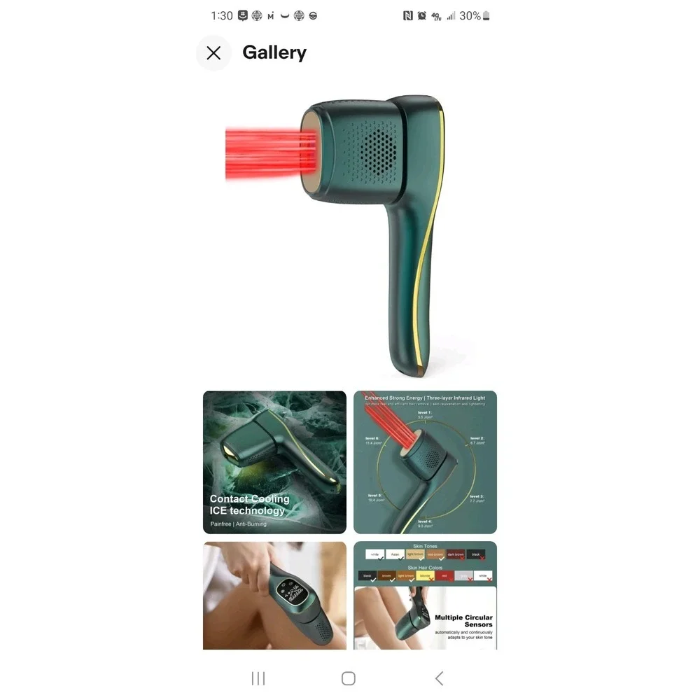 Permanent IPL Hair Removal‎ Device Cooling Painless At-Home Hair Remover G1